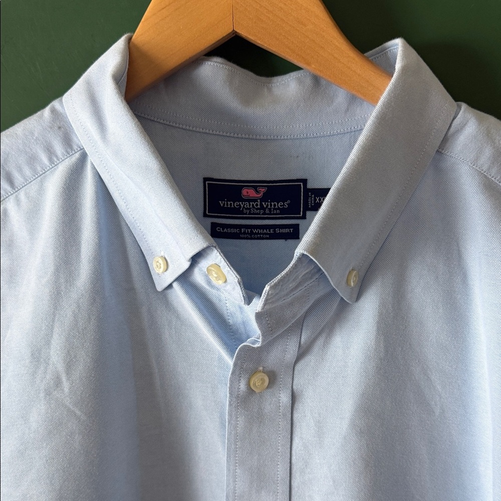 Vineyard Vines Mens XXL Classic Fit Whale 100% Cotton Shirt Blue Preppy Business - Picture 3 of 9